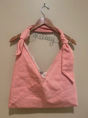 Boho Striped Orange & White Hobo Bag